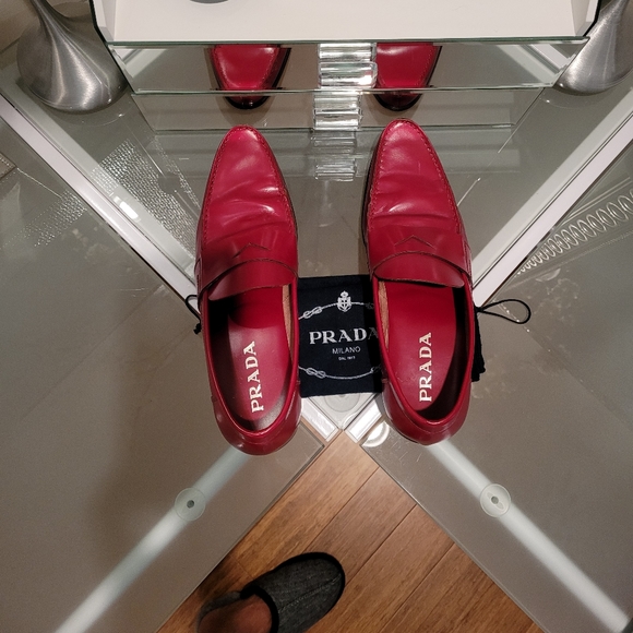 AUTHENTIC VINTAGE PRADA MEN'S SHOES, MADE IN ITALY SIZE USA 7, RED COLOR. - Picture 9 of 9